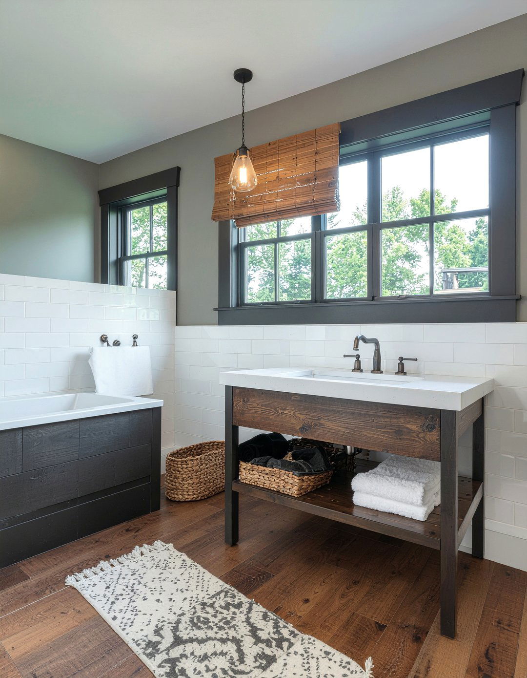 Subway Tile With Dark Grout - 30 rustic modern bathroom ideas