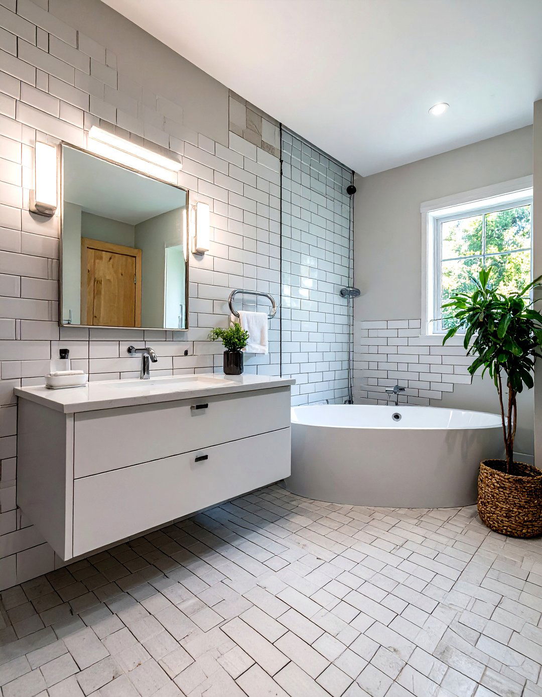 Subway brick bathroom tile - 30 brick accent wall bathroom ideas