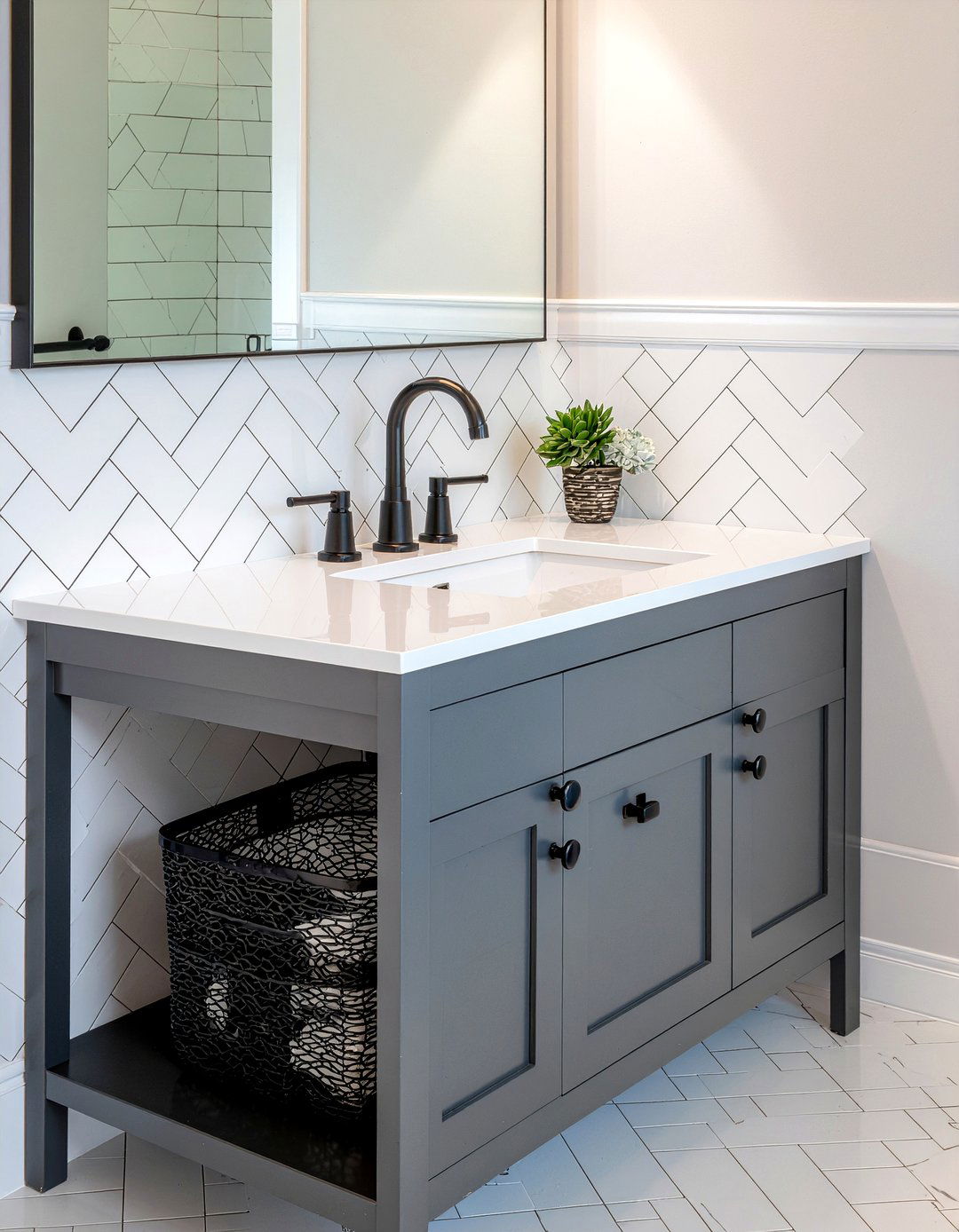 Subway tile bathroom vanity top - 30 bathroom countertop ideas