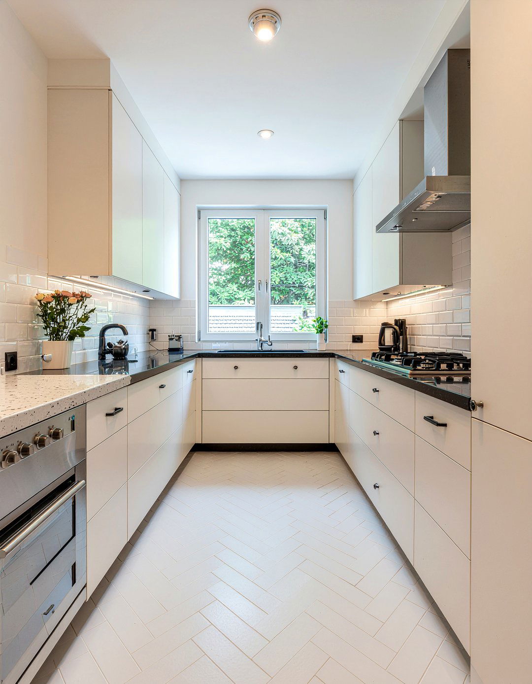 Subway tile chevron floor kitchen - 30 chevron floor kitchen ideas