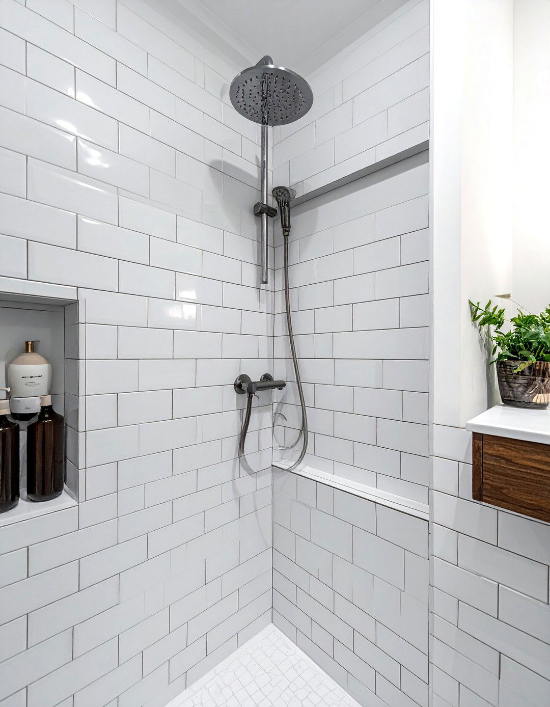 Subway tile shower - 30 brushed nickel bathroom ideas