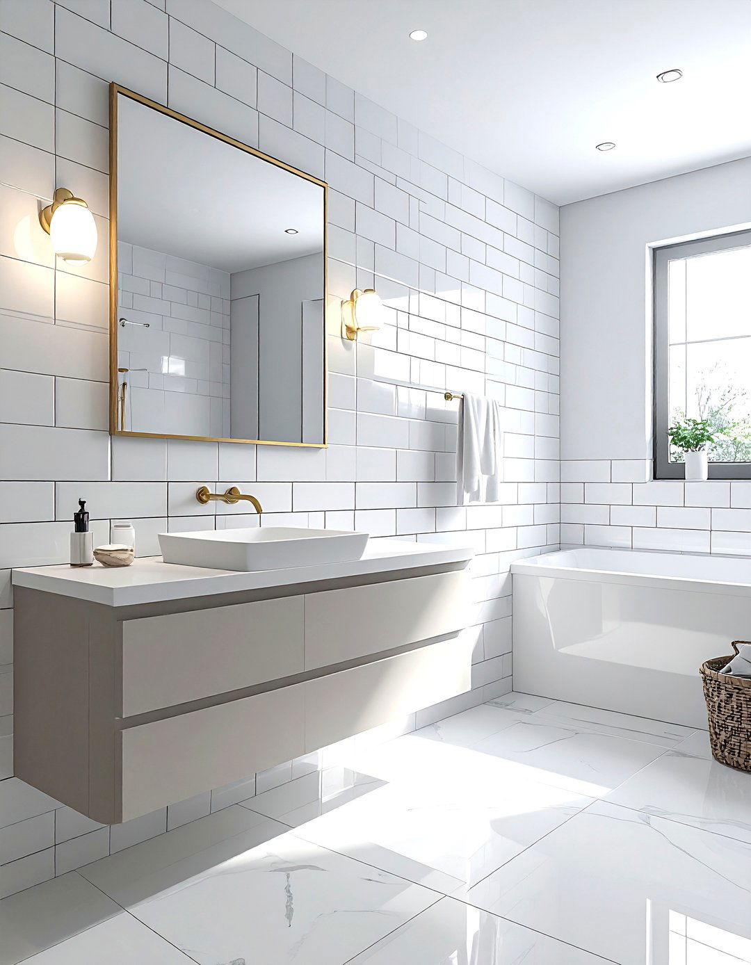 Subway tile walls - 30 Parisian bathroom ideas