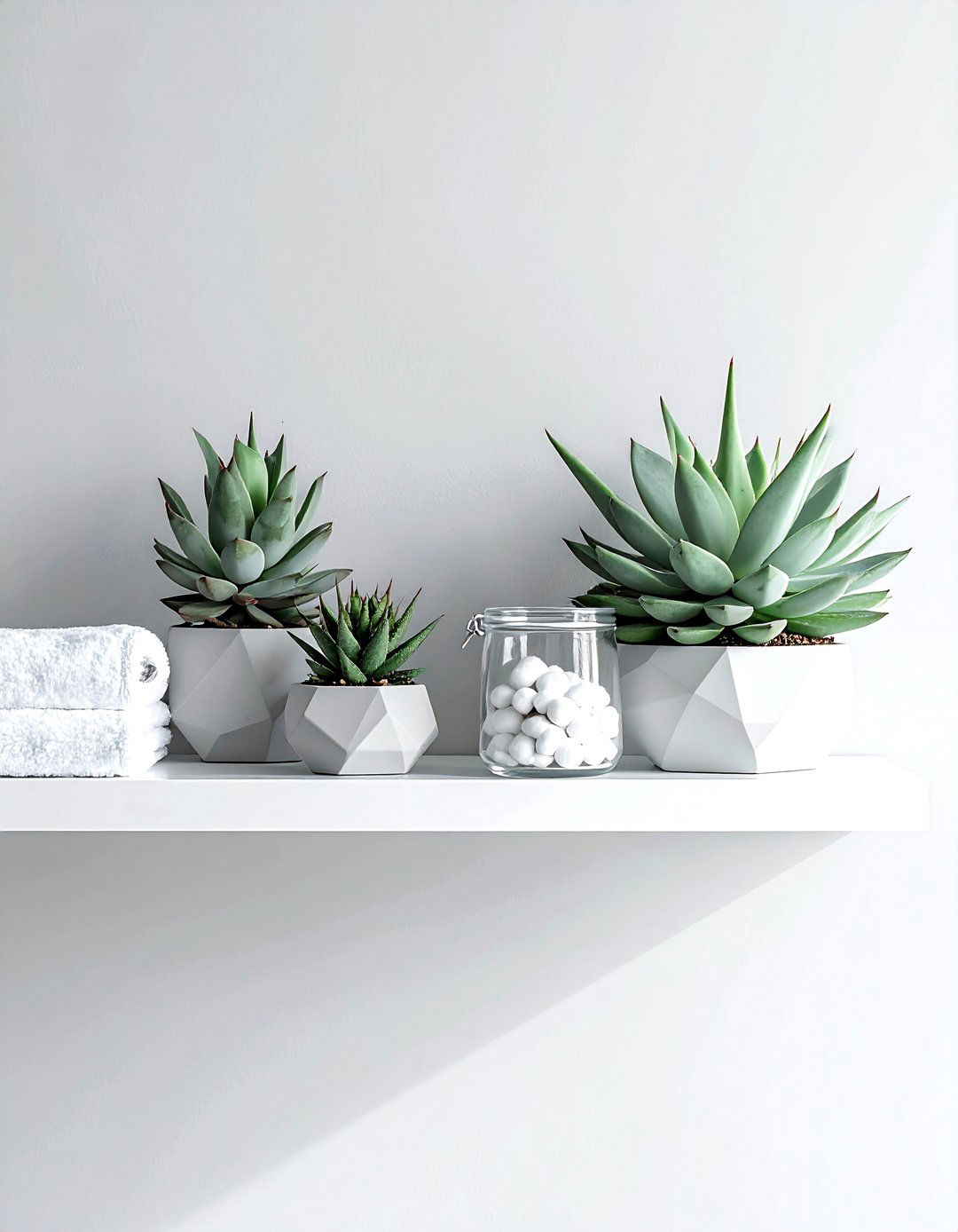 Succulent Arrangement On Floating Shelf - 30 bathroom flower arrangement ideas