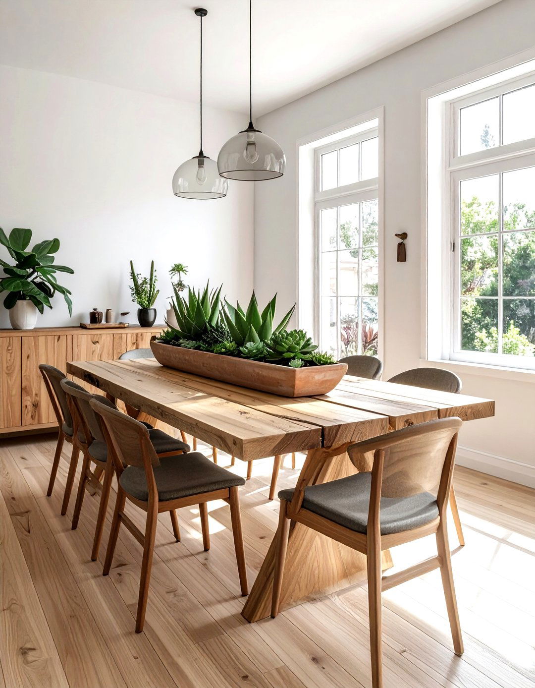 Succulent Dining Table Centerpiece - 30 Santa Fe dining room ideas