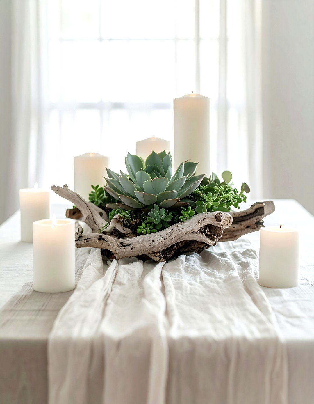 Succulent Driftwood Centerpiece - 30 DIY decor ideas