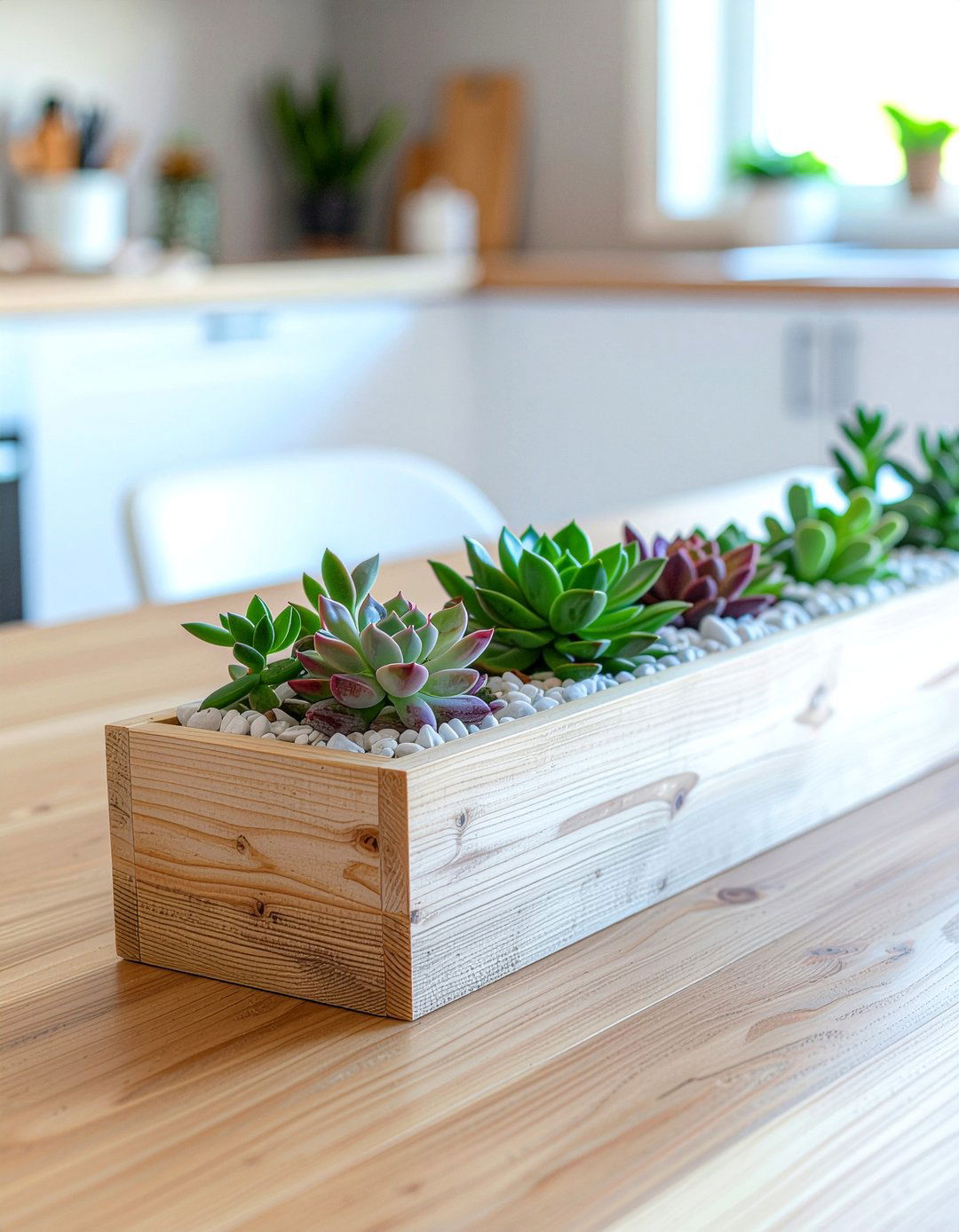 Succulent Planter Box - 30 kitchen centerpiece ideas