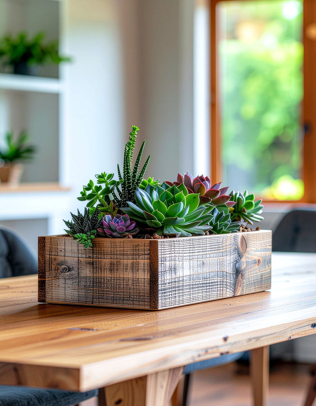 Succulent Planter Box - 30 low centerpiece dining ideas