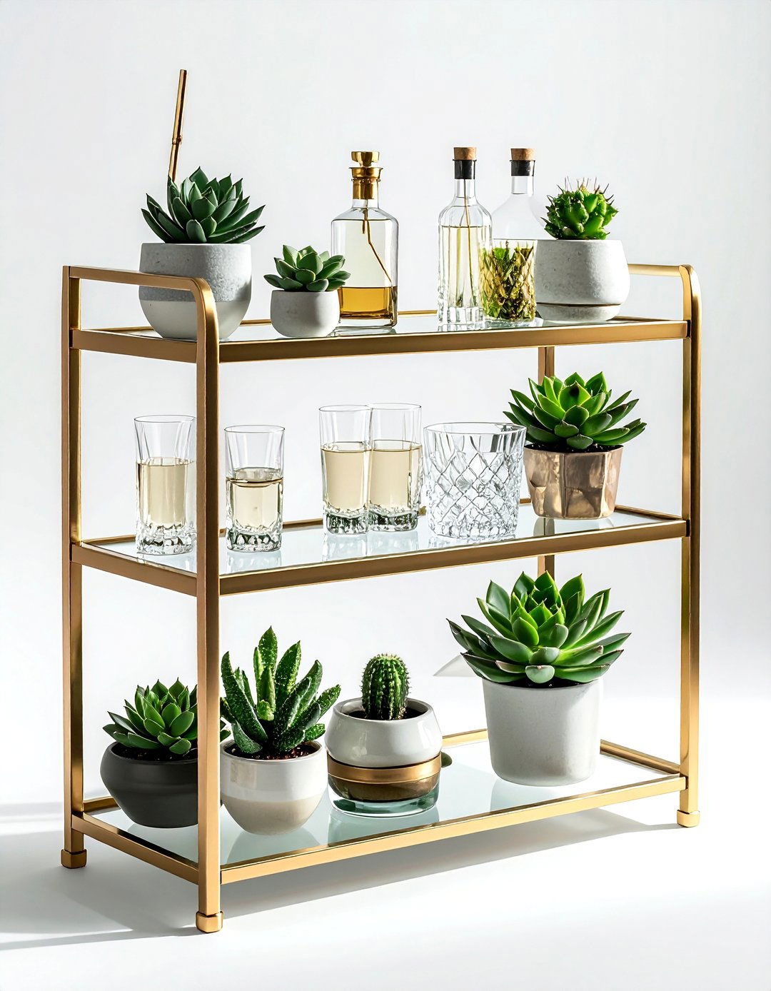 Succulent bar cart - 30 dining room succulent ideas