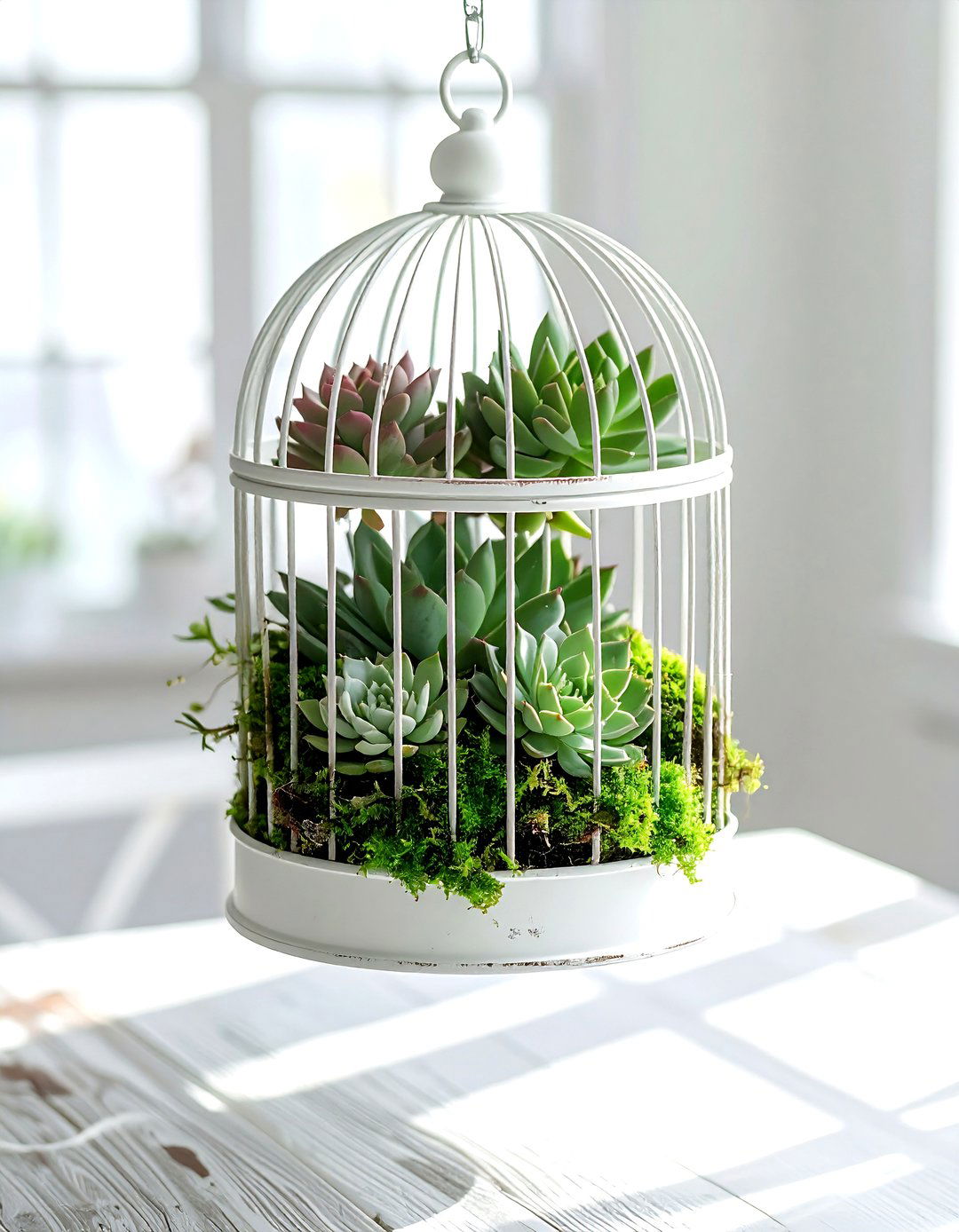 Succulent birdcage planter - 30 dining room succulent ideas