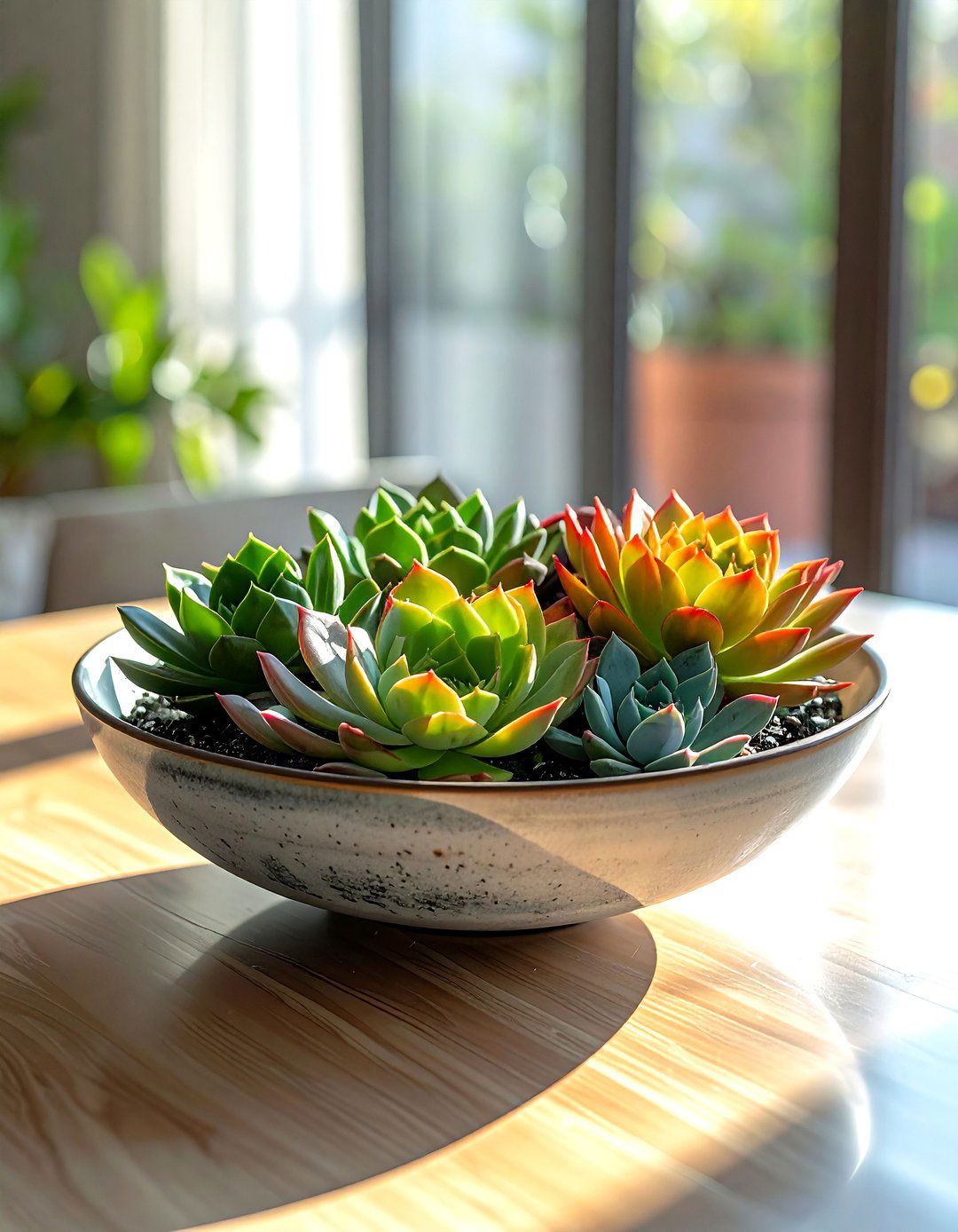 Succulent bowl centerpiece - 30 plant styling ideas