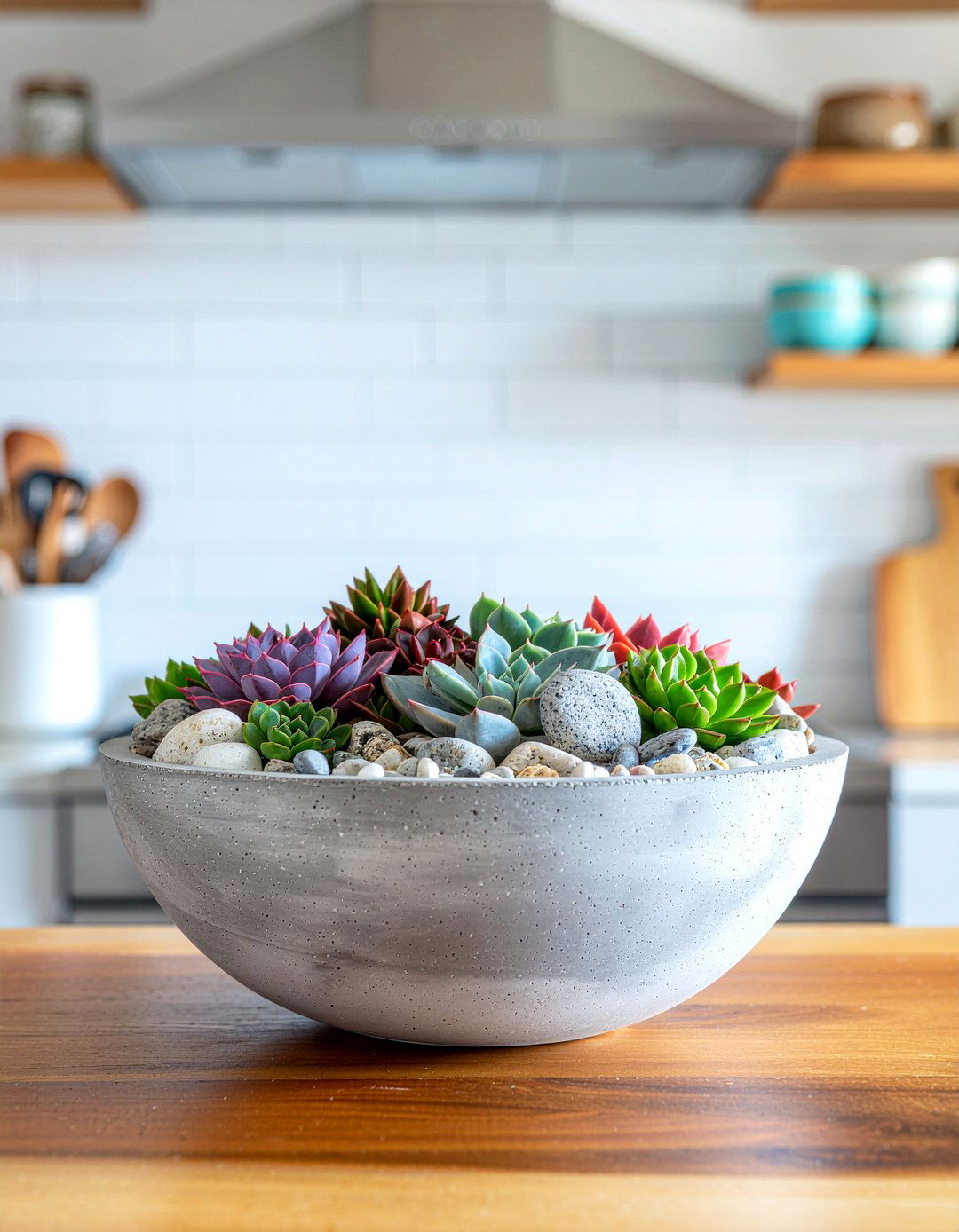 Succulent bowl for kitchen counter - 30 kitchen succulent ideas