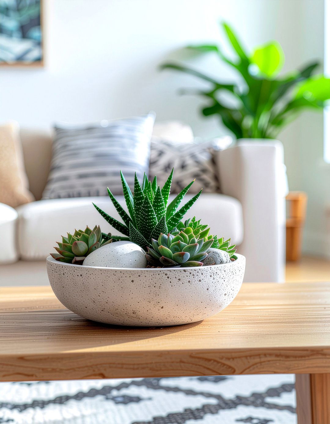 Succulent bowl garden - 30 living room flower arrangements