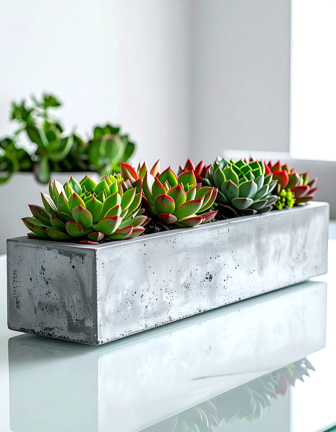 Succulent concrete planter - 30 dining room succulent ideas