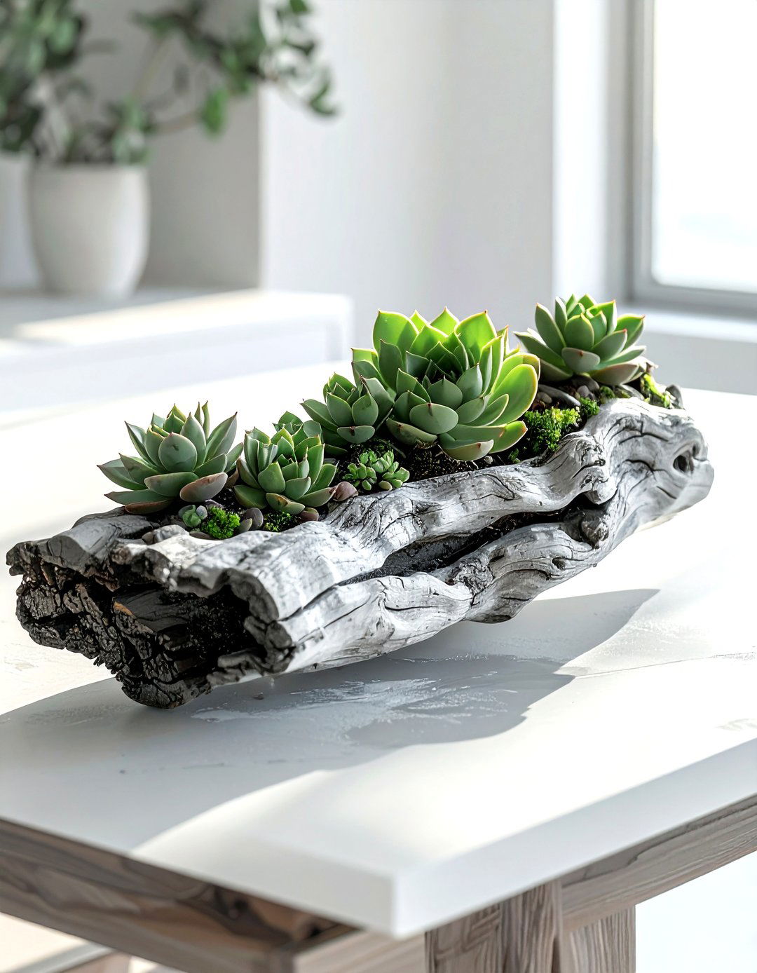 Succulent driftwood branch - 30 dining room succulent ideas