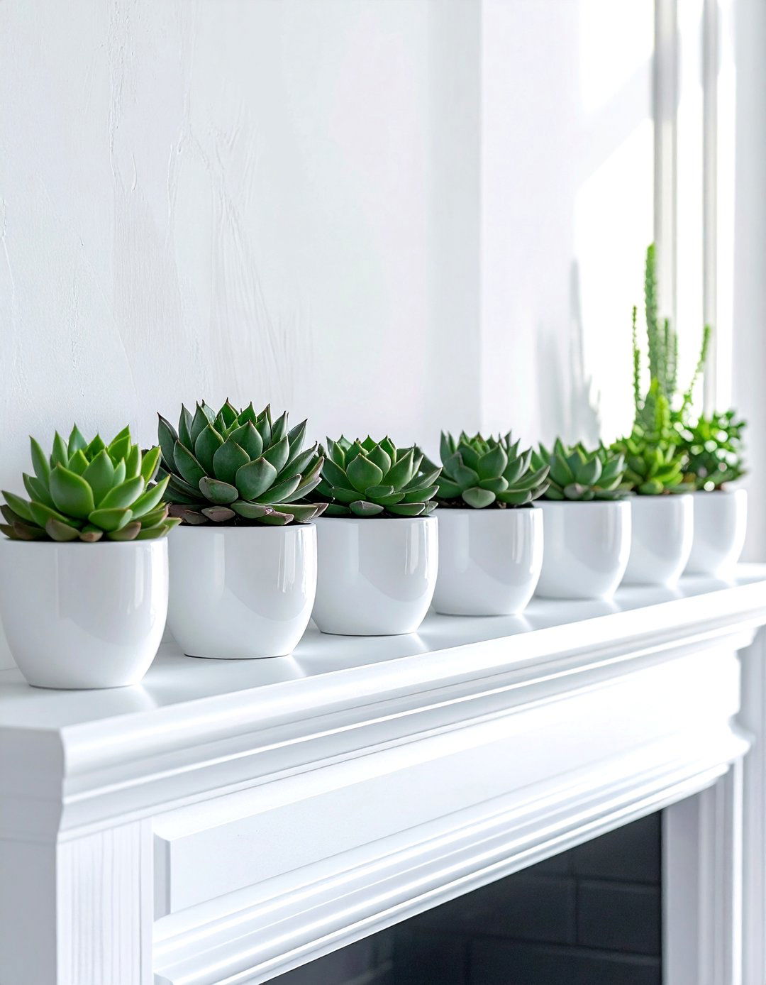 Succulent fireplace mantel - 30 dining room succulent ideas