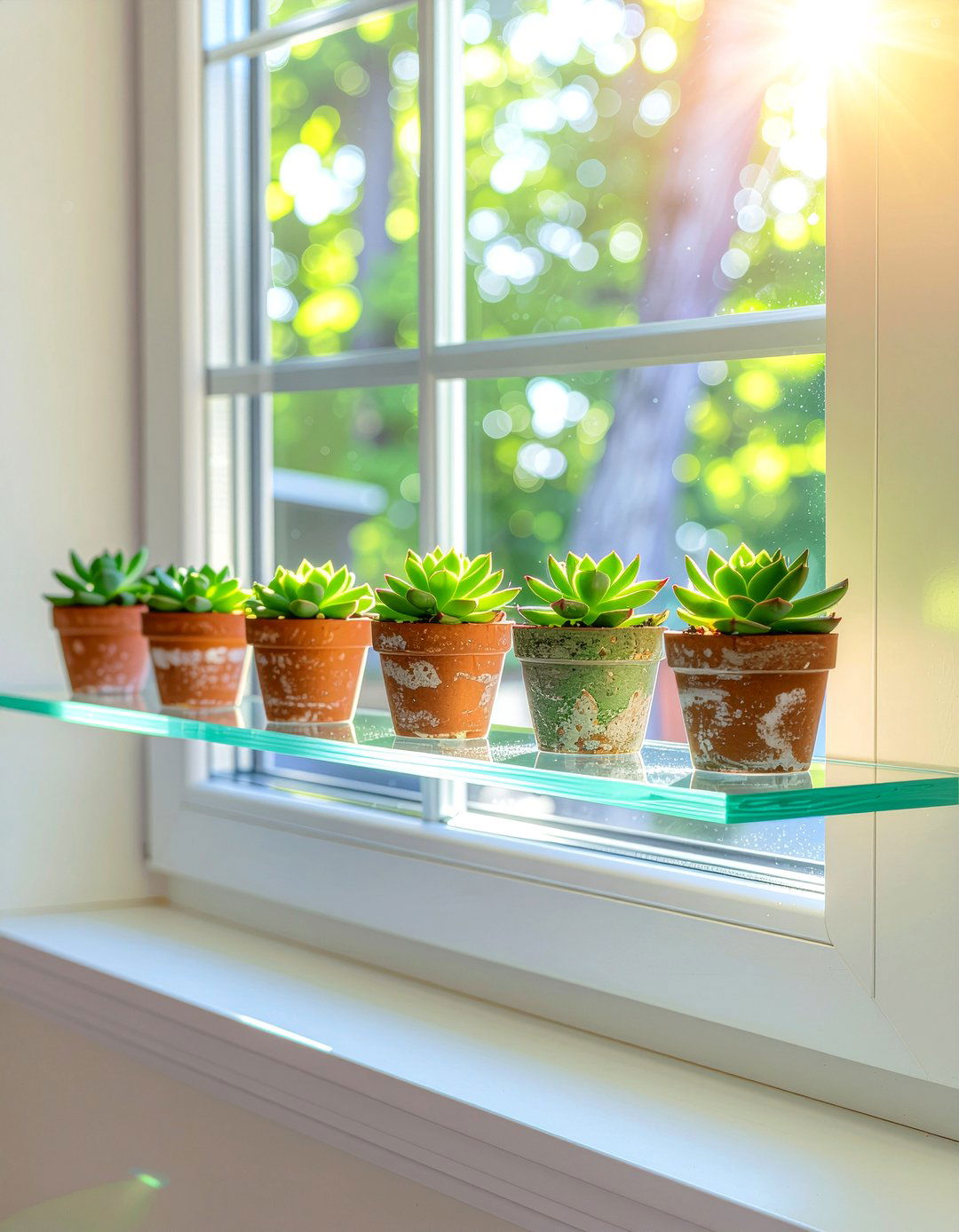 Succulent shelf above kitchen window - 30 kitchen succulent ideas