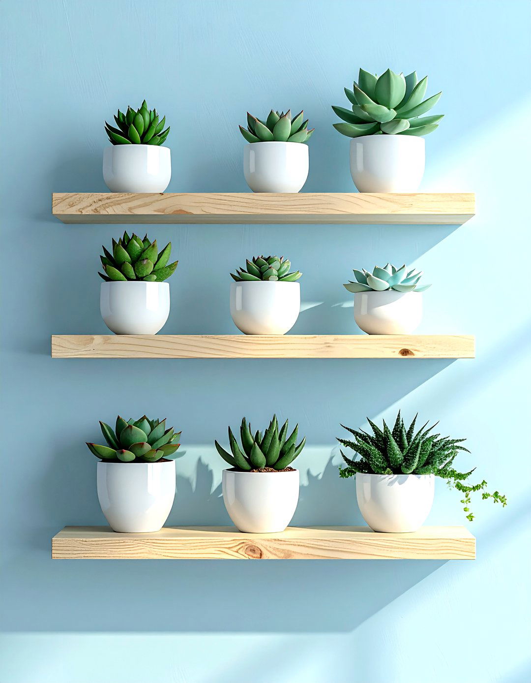 Succulent wall shelf - 30 dining room succulent ideas