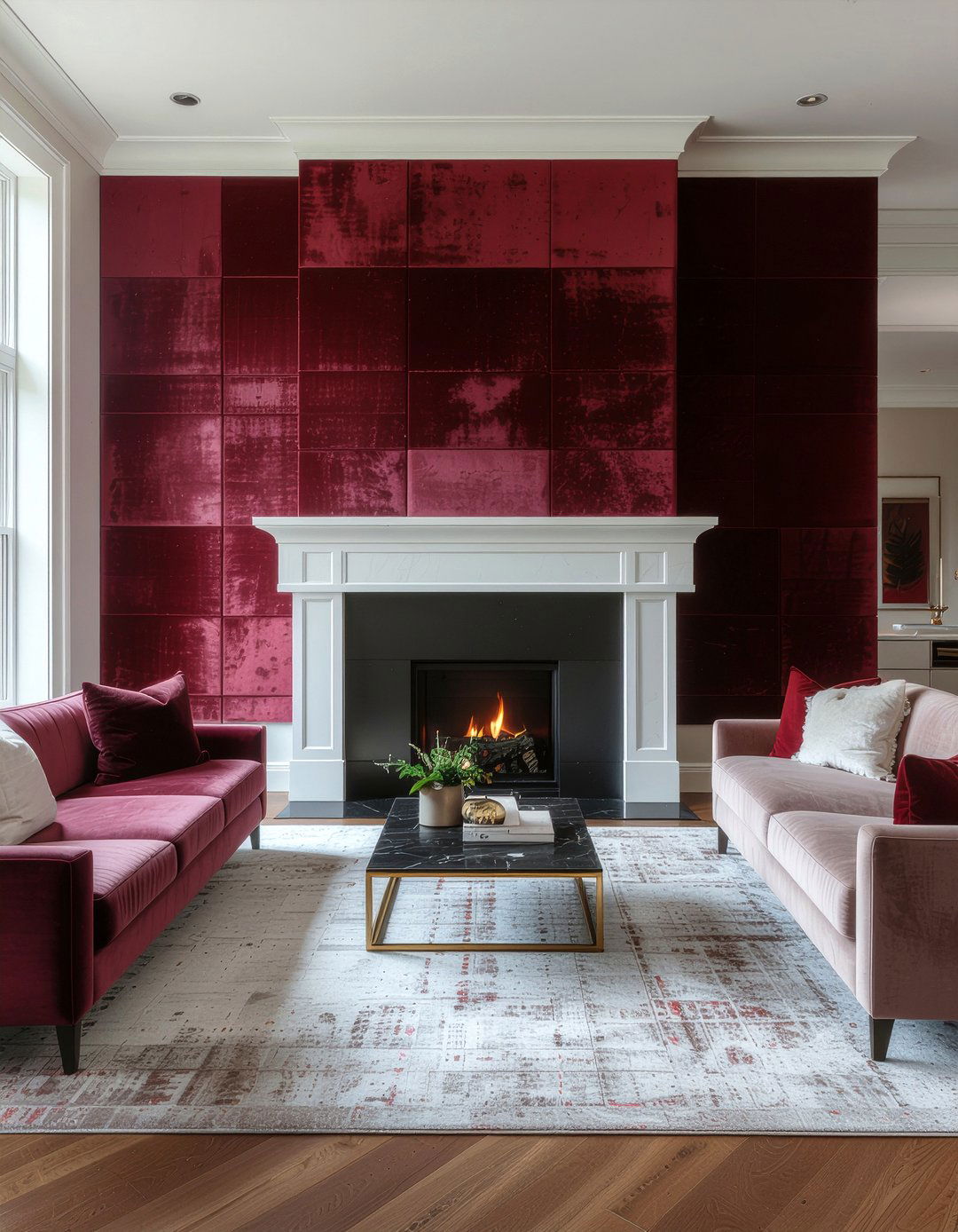 Suede Accent Wall - 30 suede living room ideas