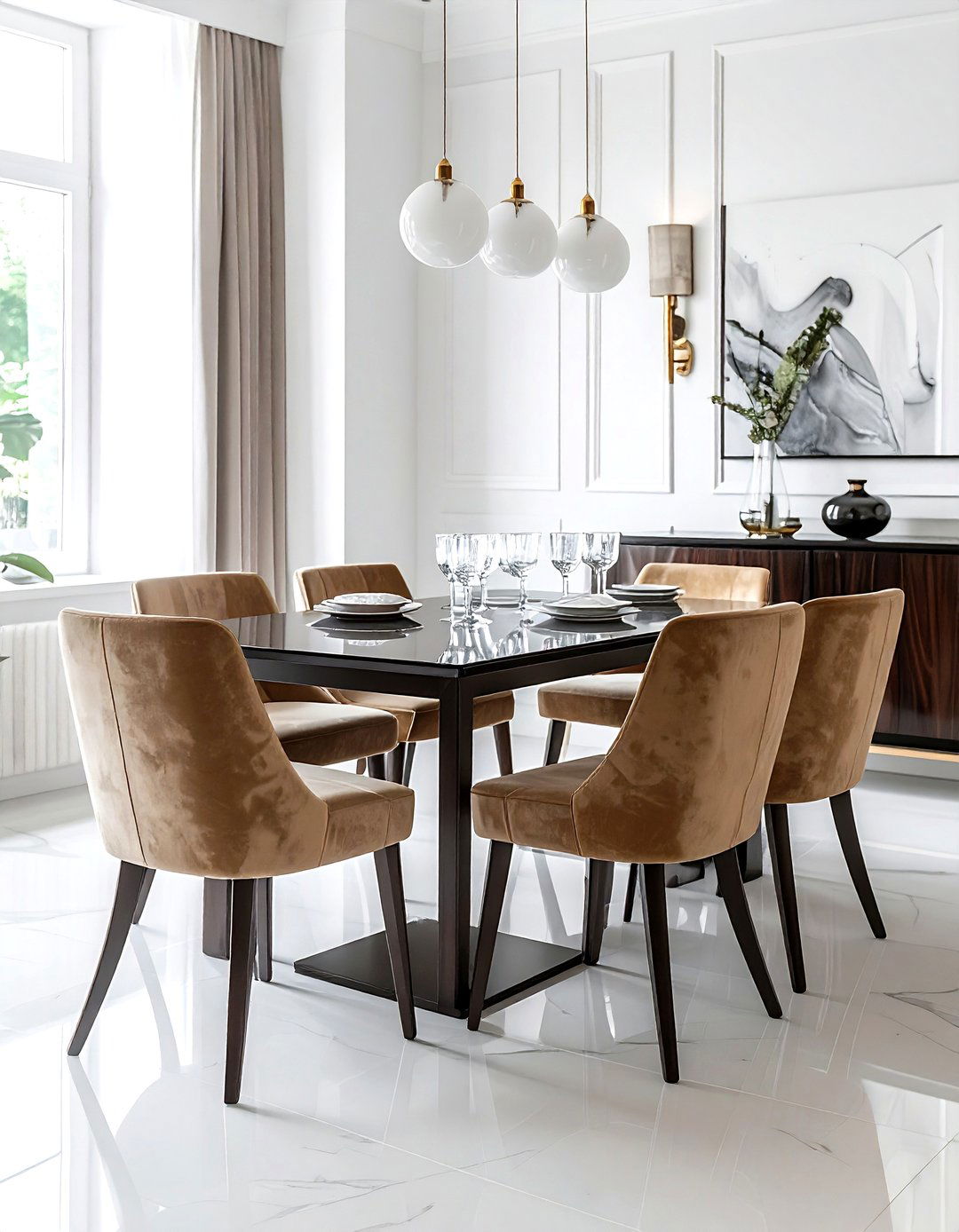 Suede Dining Chairs - 30 brown dining room ideas