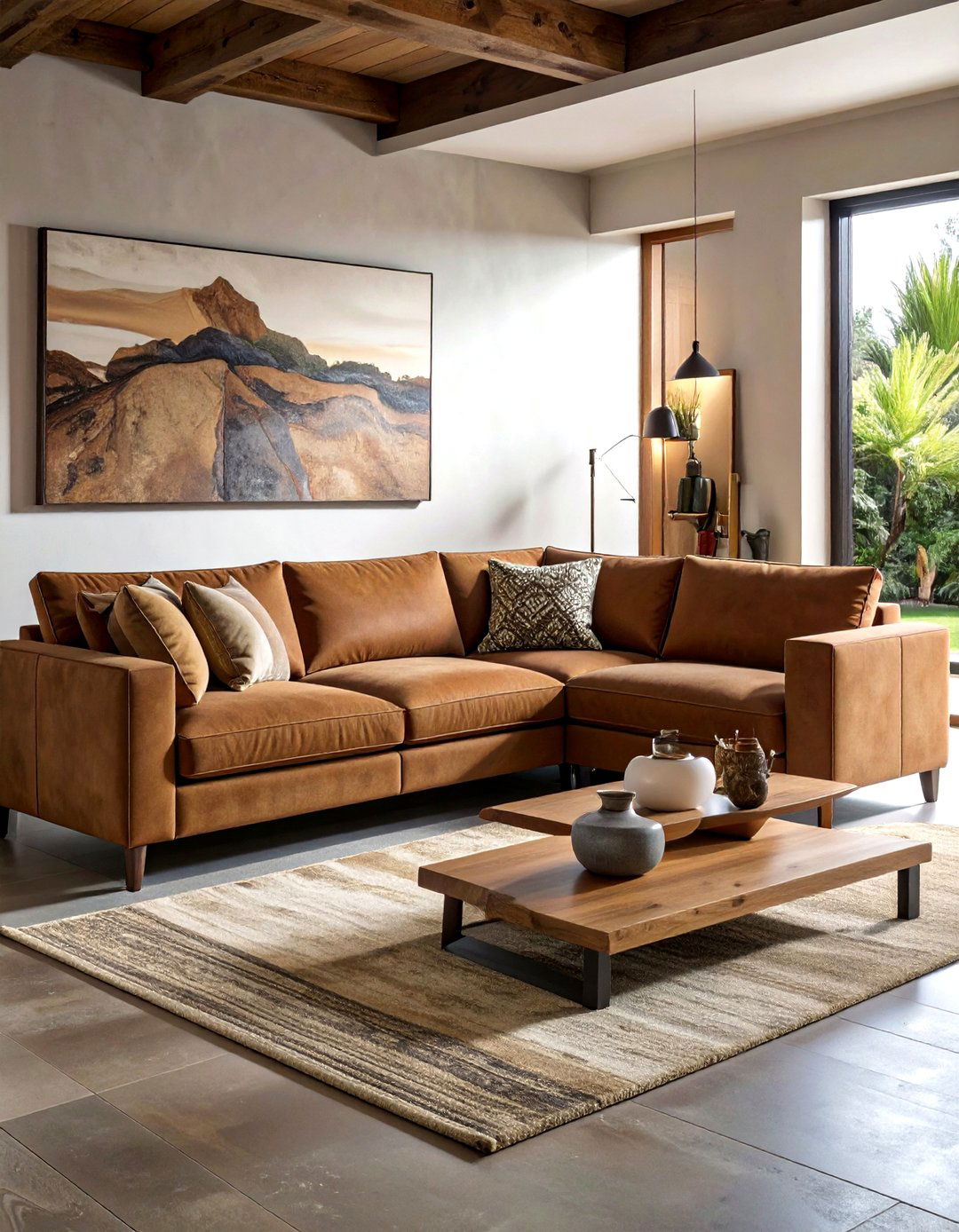 Suede Leather Sofa - 30 soft texture living room ideas