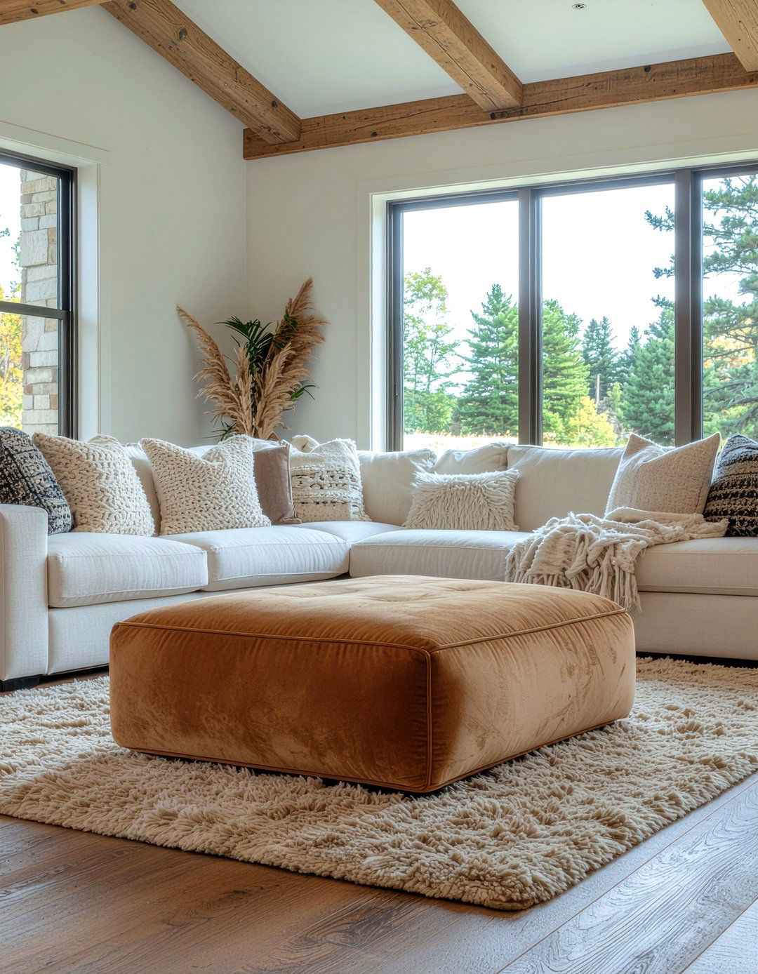 Suede Pouf - 30 living room pouf ideas