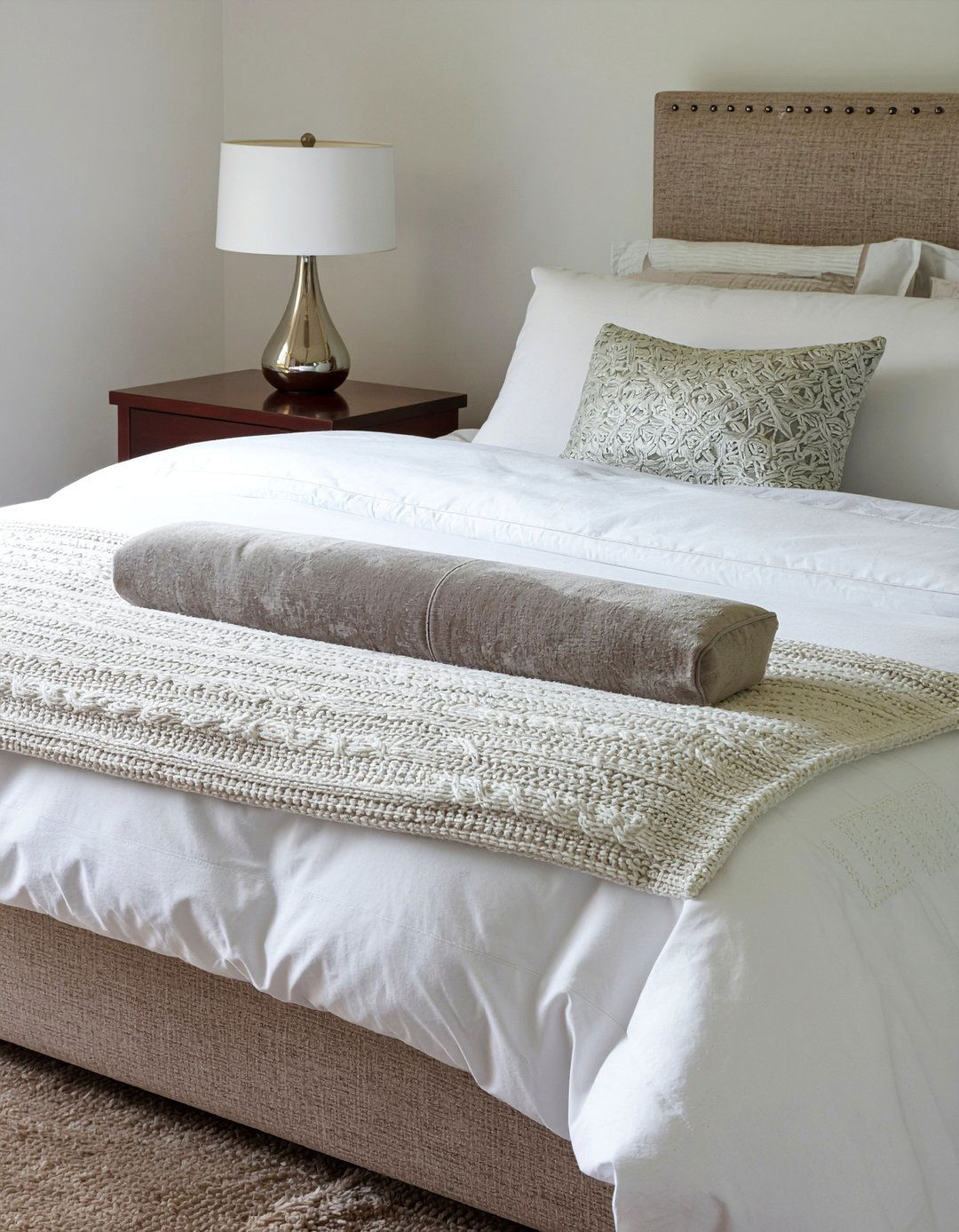 Suede bolster pillow - 30 suede bedroom ideas