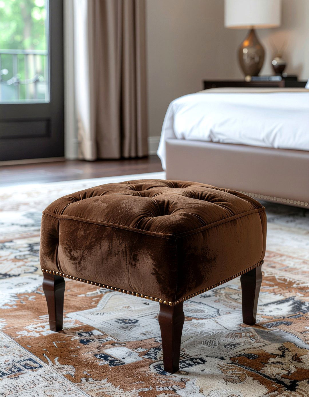 Suede pouf - 30 bedroom poufs