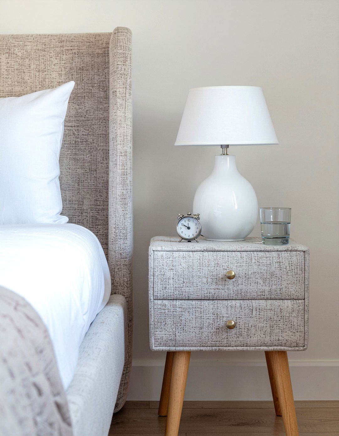 Suede upholstered nightstand - 30 suede bedroom ideas