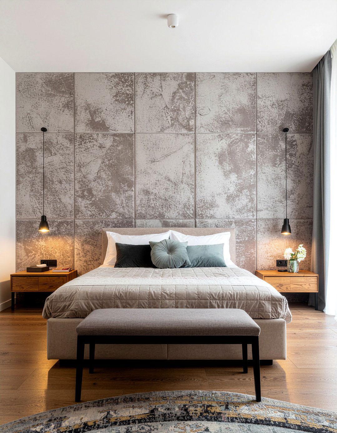 Suede wall panels - 30 suede bedroom ideas