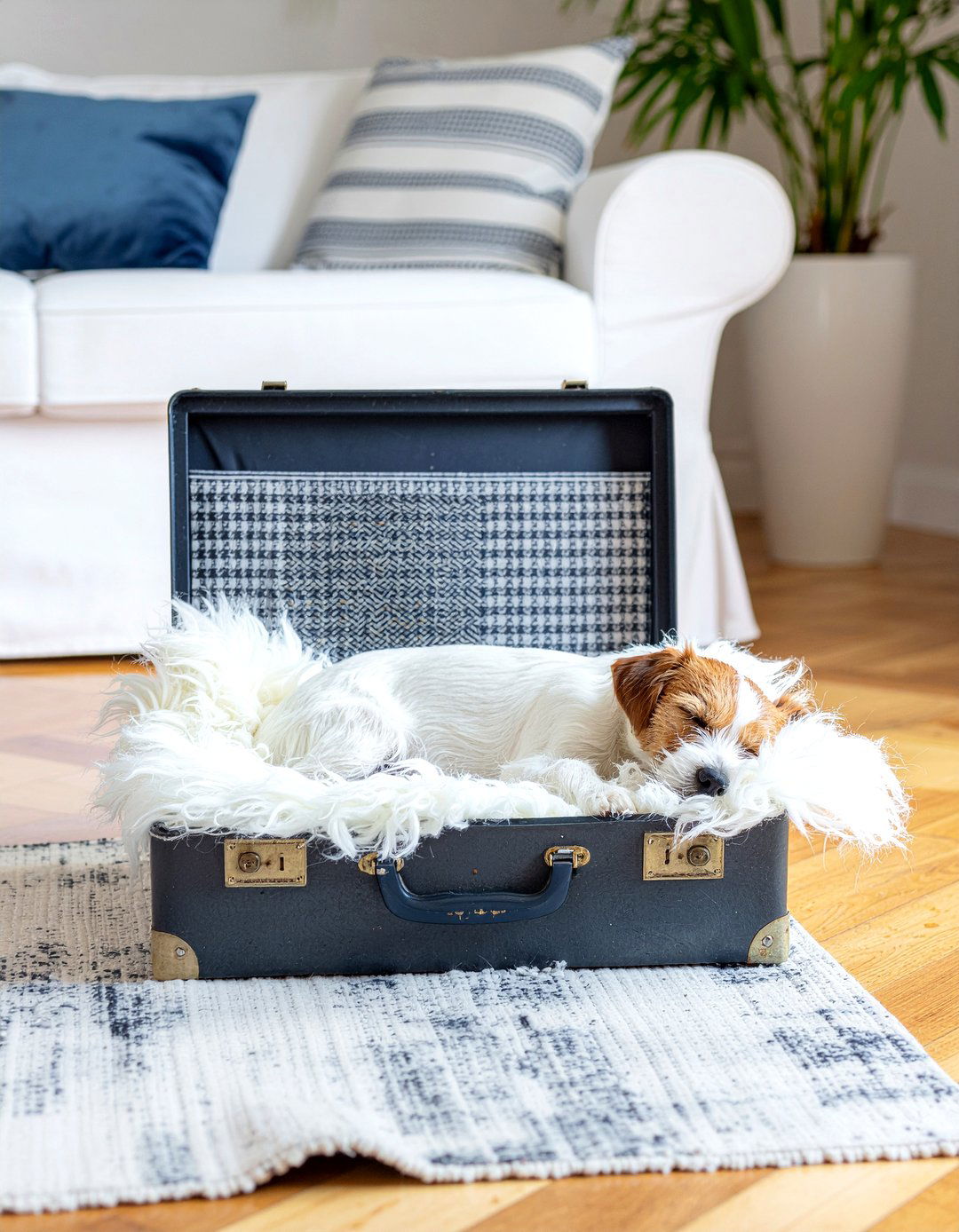 Suitcase Pet Bed - 30 repurposed living room ideas