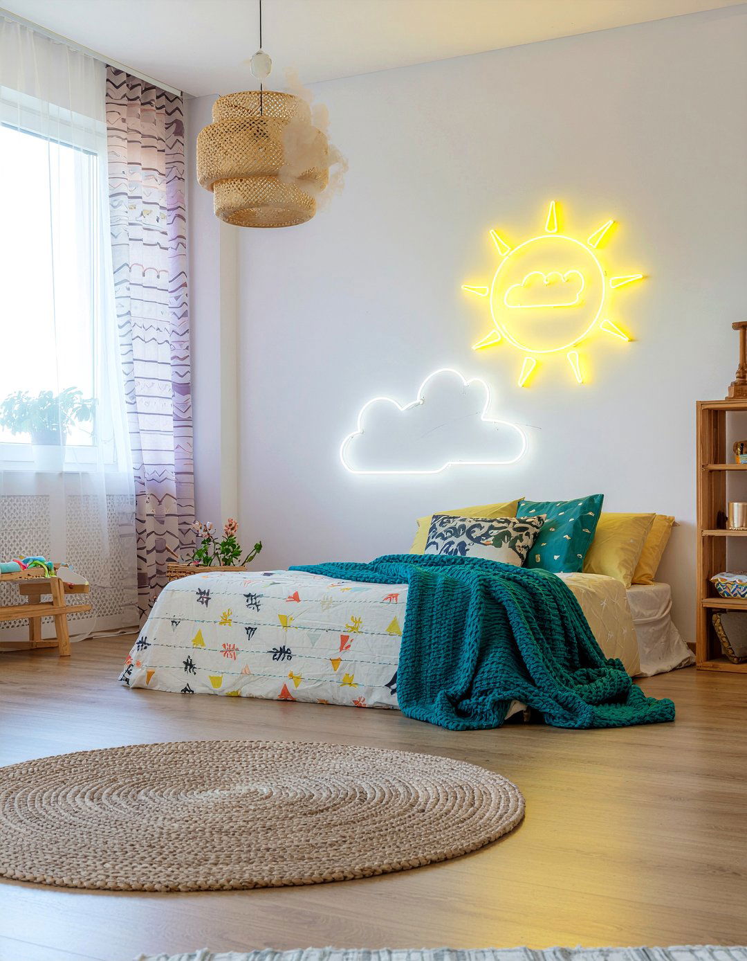 Sun And Cloud Neon Sign - 30 bedroom neon signs