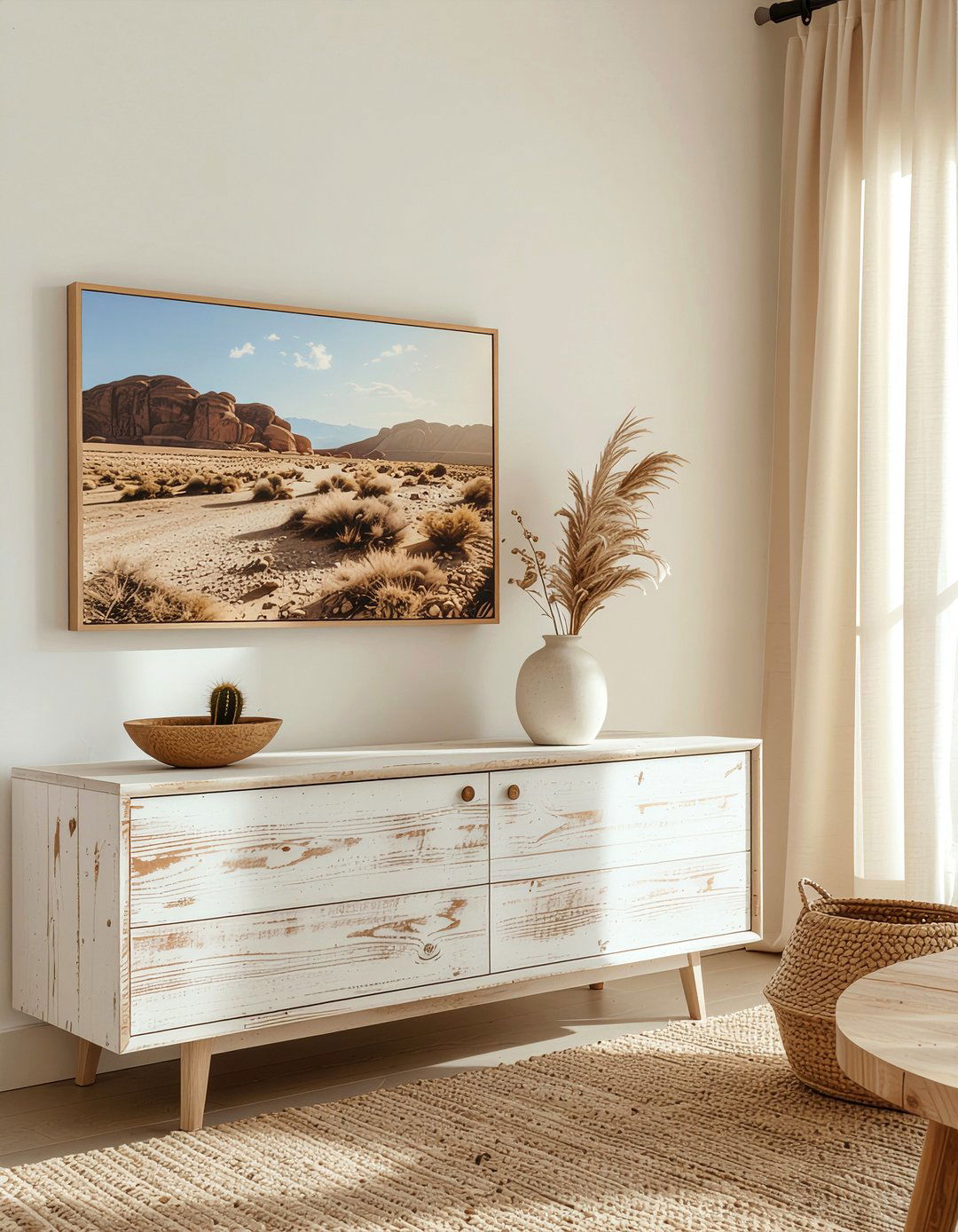 Sun Bleached Wood Sideboard - 30 living room southwestern furniture ideas