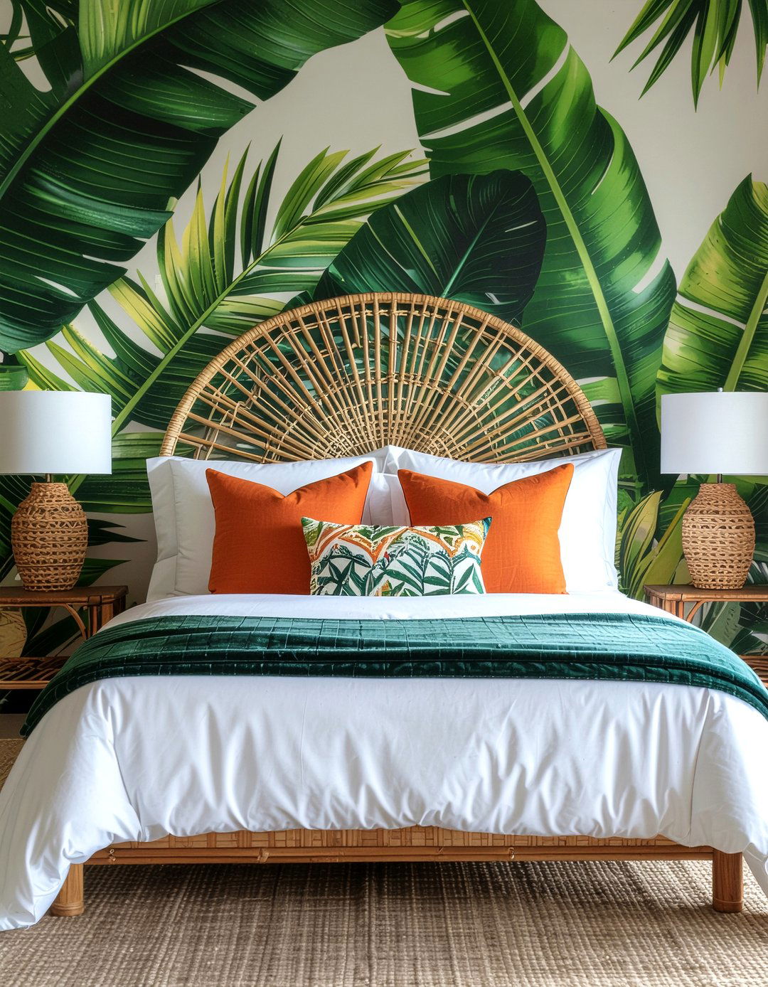 Sunburst Cane Headboard - 30 bedroom cane headboards