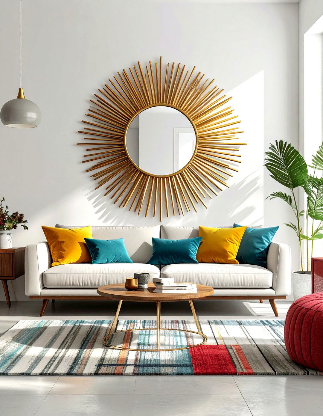 Sunburst Living Room Mirror - 30 round mirror ideas