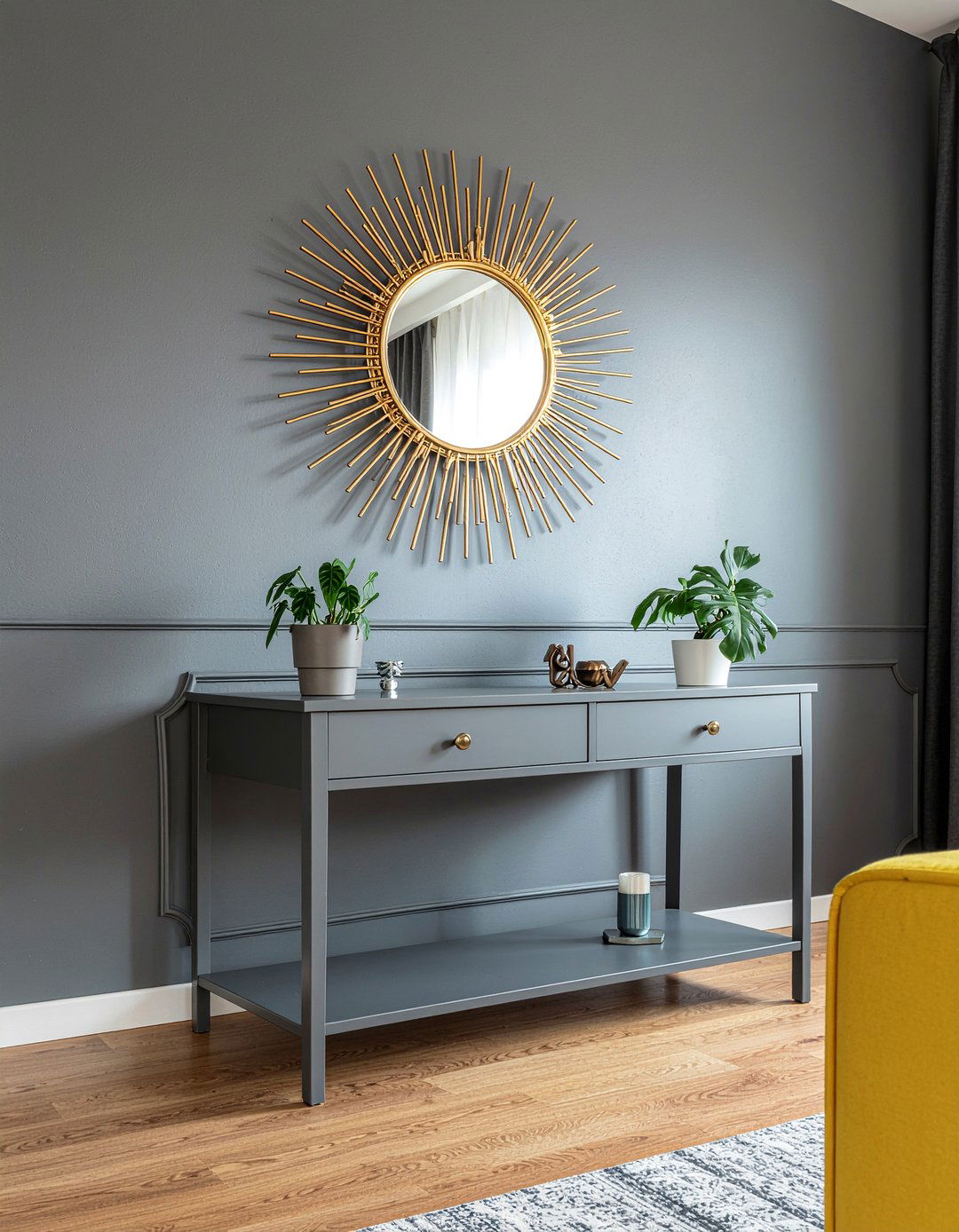 Sunburst Mirror - 30 glam living room ideas