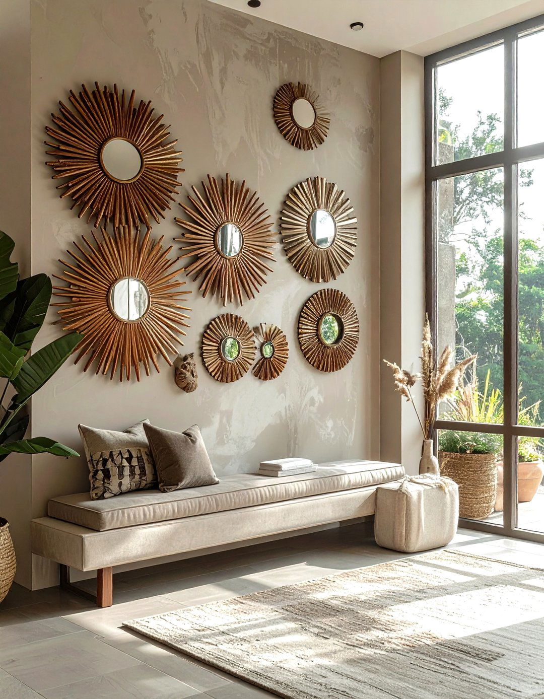 Sunburst Mirror Gallery Wall - 30 sunburst mirror ideas