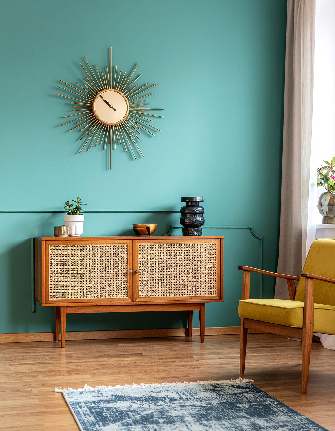 Sunburst Wall Clock - 30 retro dining room ideas