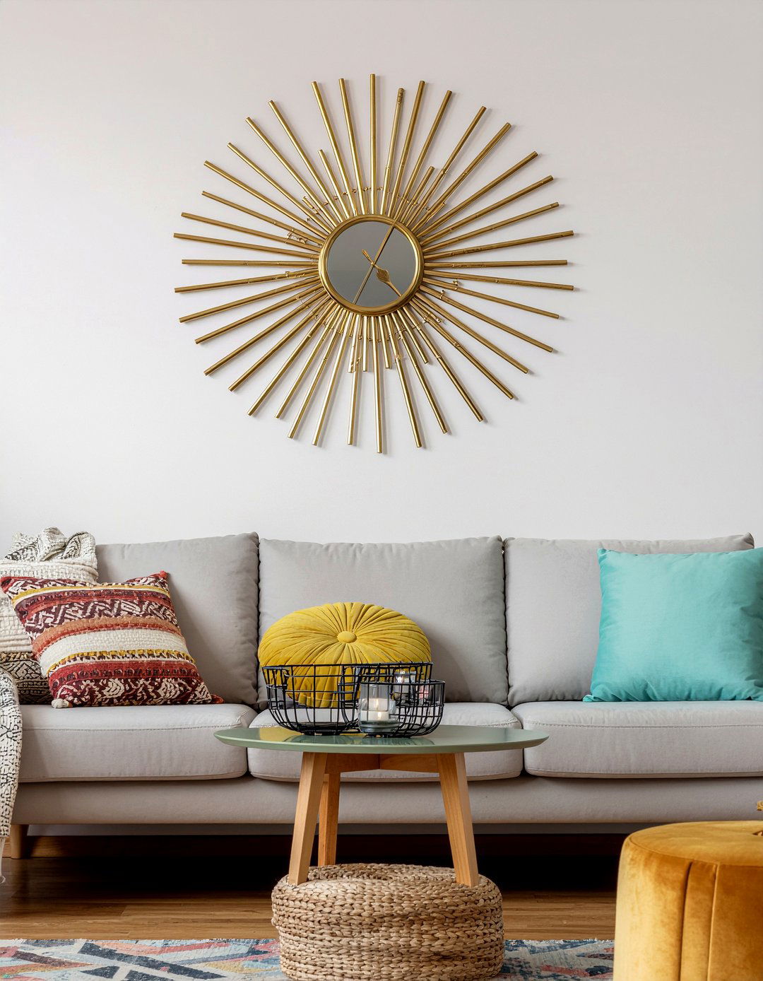 Sunburst wall clock - 30 living room wall clocks