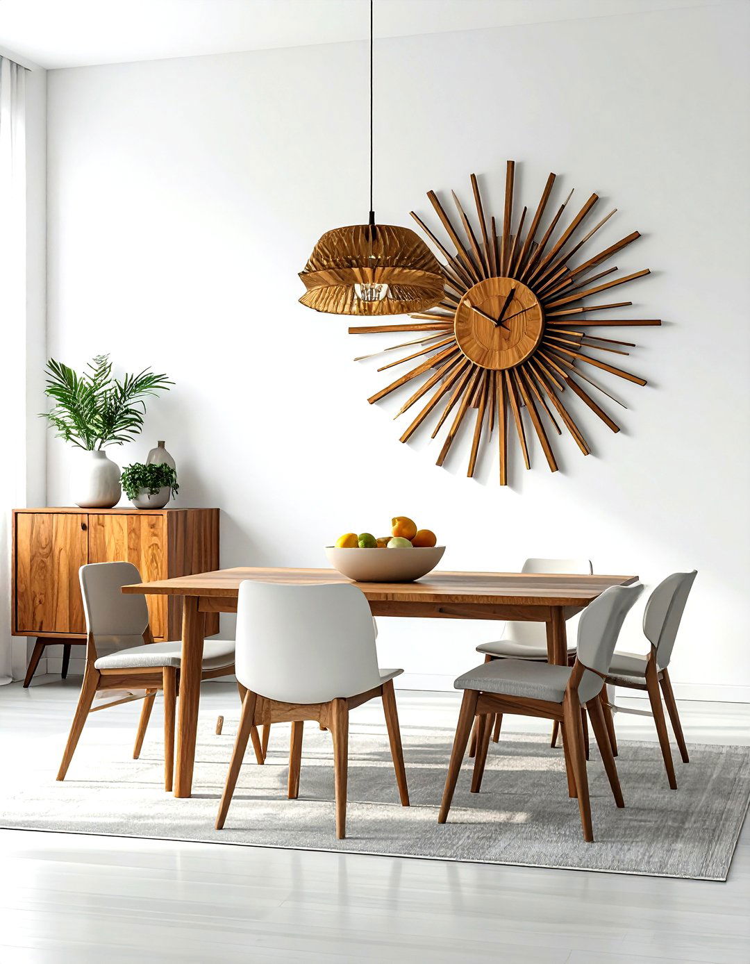 Sunburst wall clock - 30 mid-century modern dining room ideas