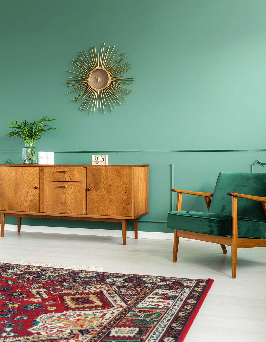 Sunburst wall clock - 30 living room clock ideas