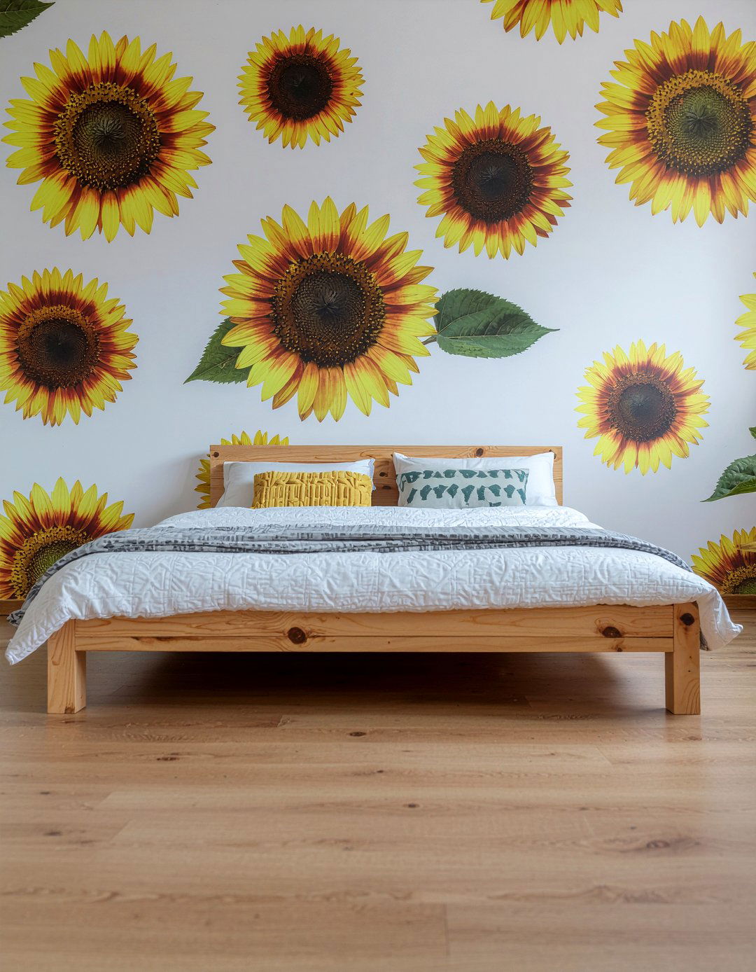 Sunflower Accent Wall - 30 sunflower bedroom ideas