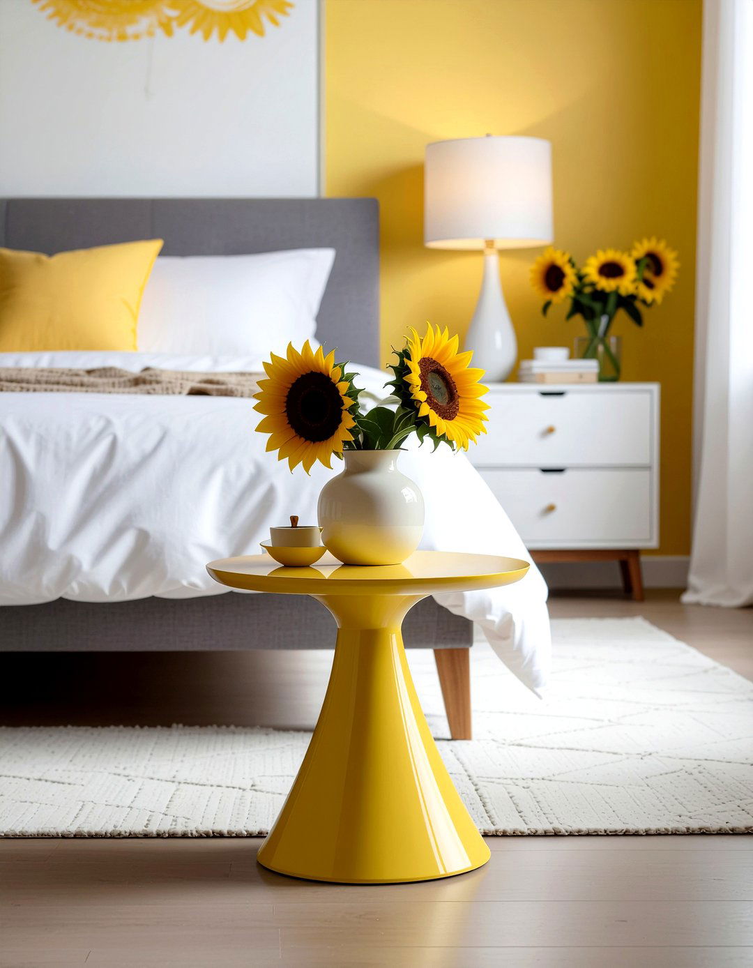Sunflower Bedside Table - 30 sunflower bedroom ideas