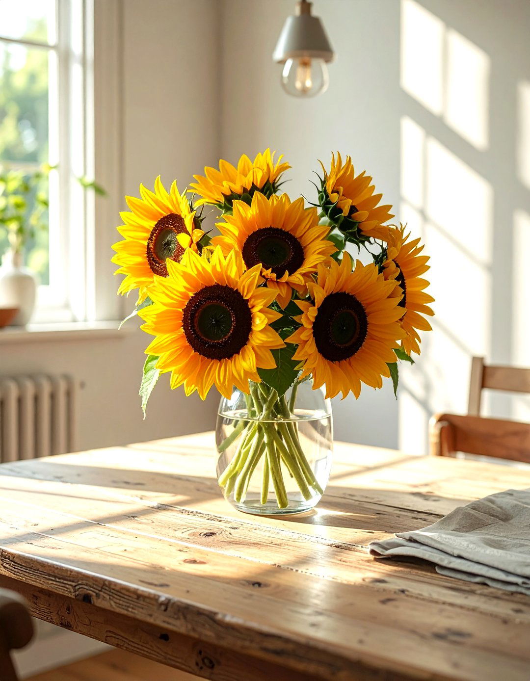 Sunflower Glass Vase - 30 dining room flower ideas