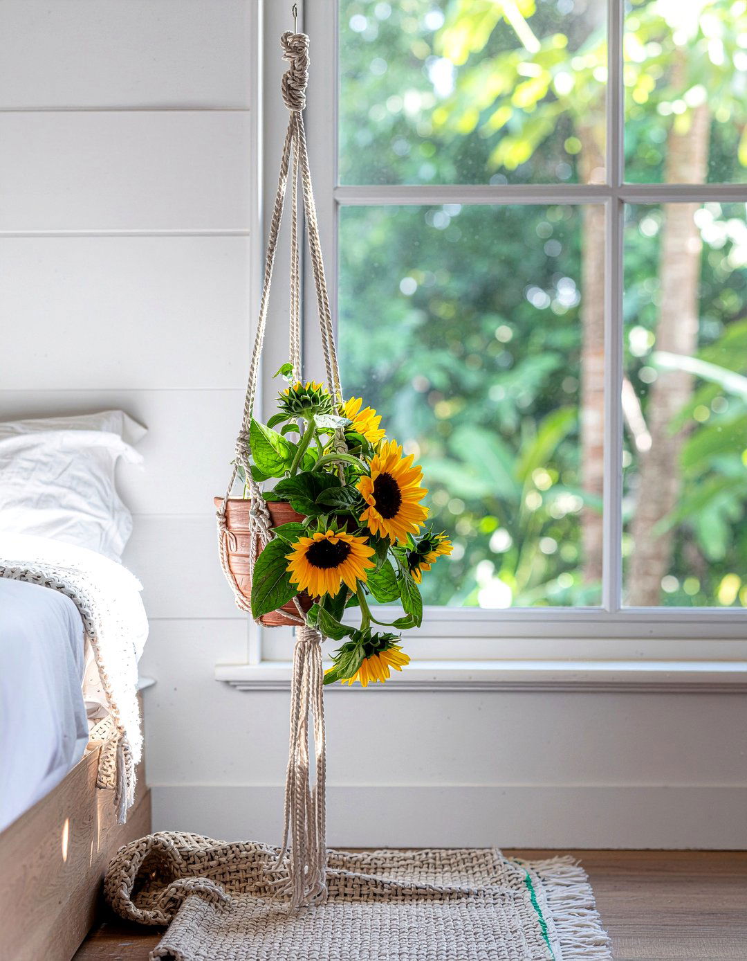 Sunflower Hanging Planter - 30 sunflower bedroom ideas