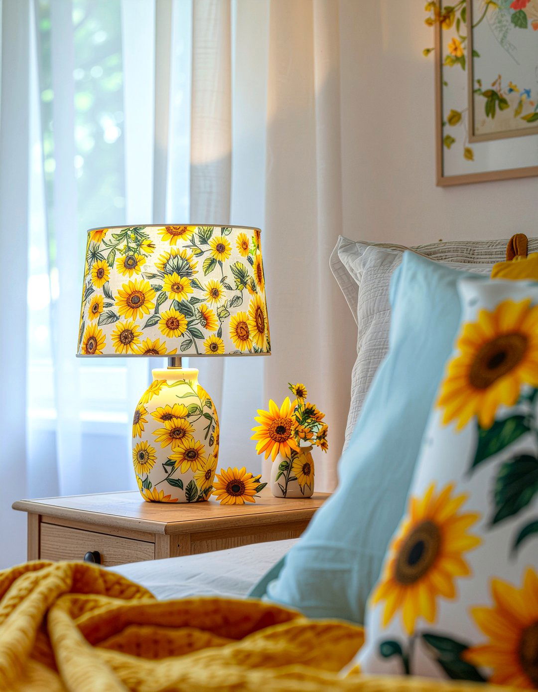 Sunflower Lamp Shade - 30 sunflower bedroom ideas