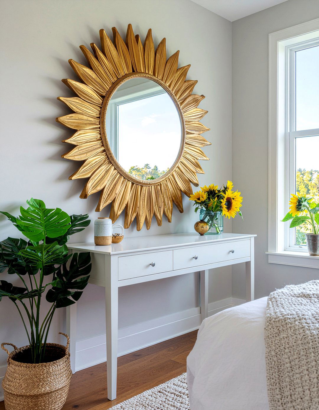 Sunflower Mirror Frame - 30 sunflower bedroom ideas