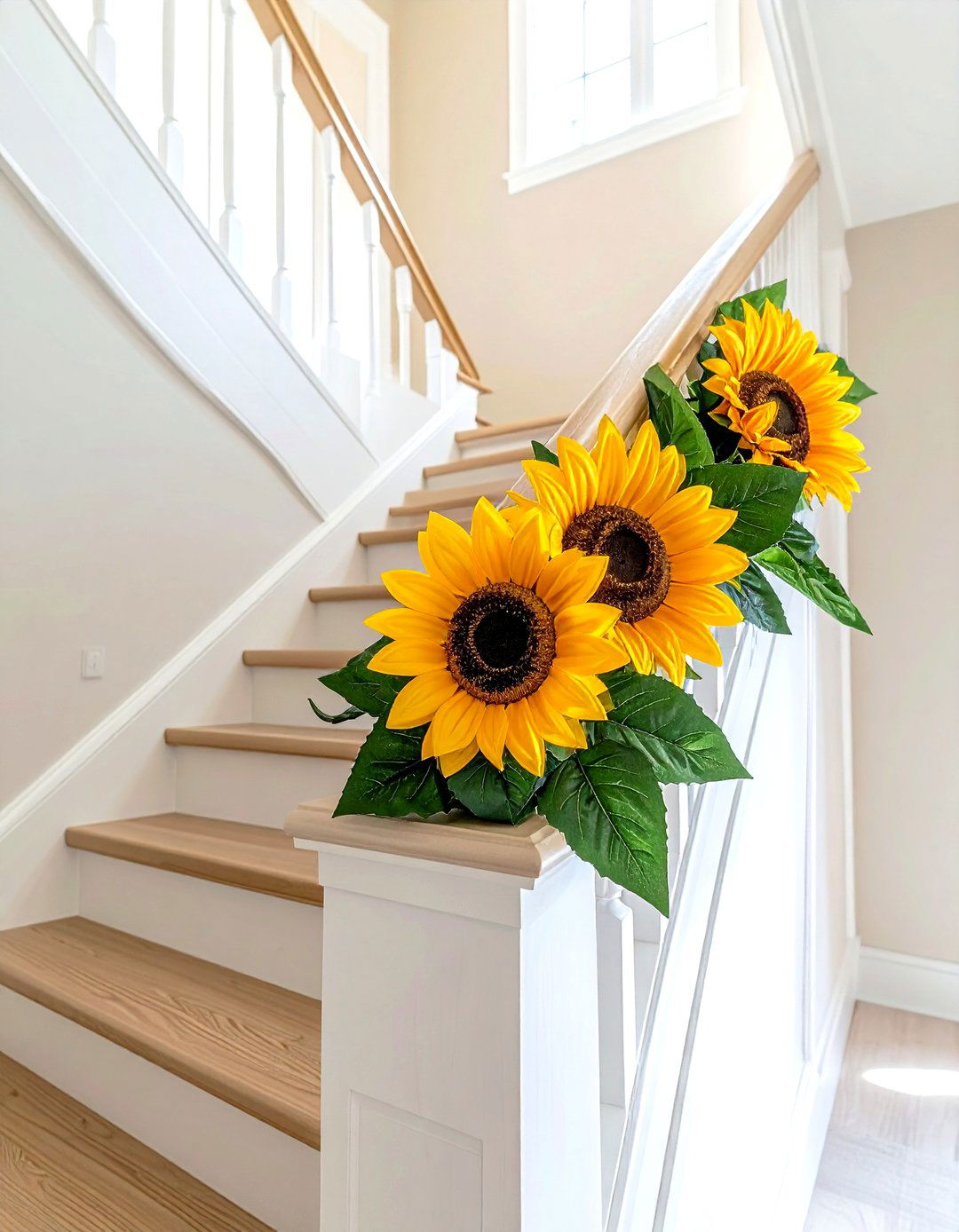 Sunflower Staircase Decor - 30 banister decor ideas