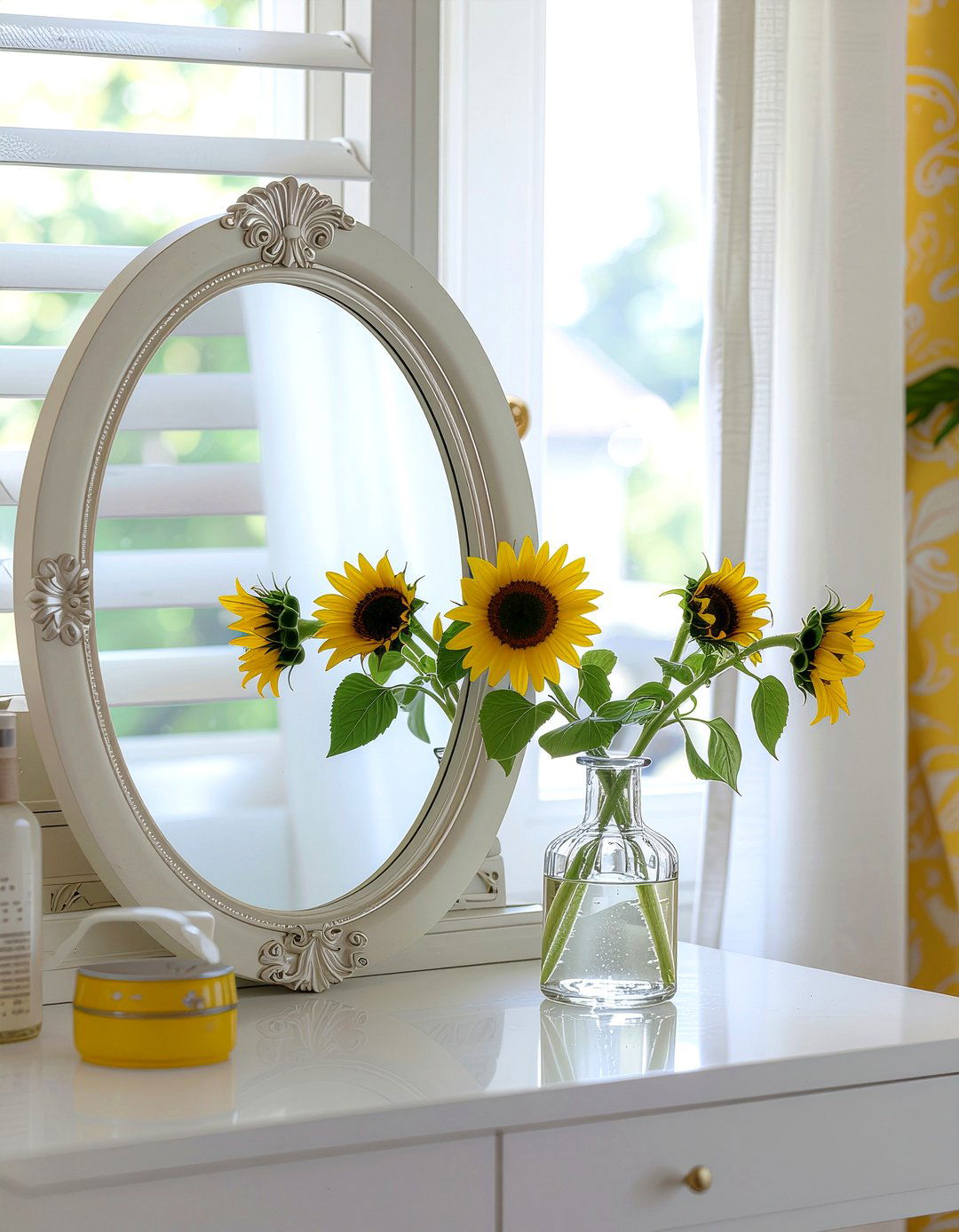 Sunflower Vanity Mirror - 30 sunflower bedroom ideas