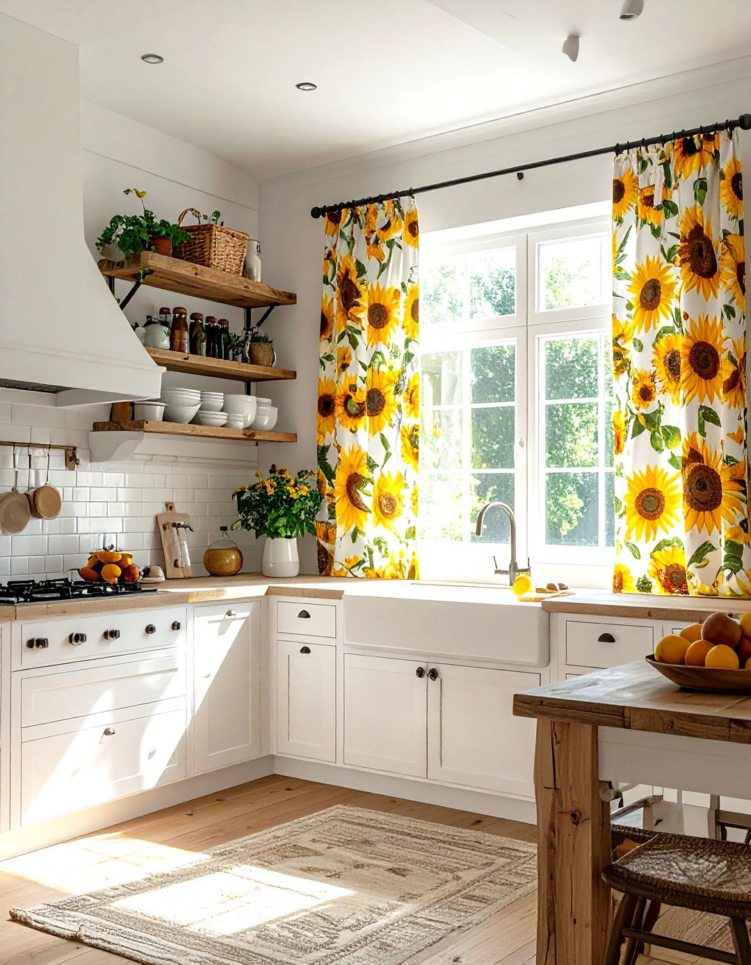 Sunflower kitchen curtains - 30 colorful curtain ideas