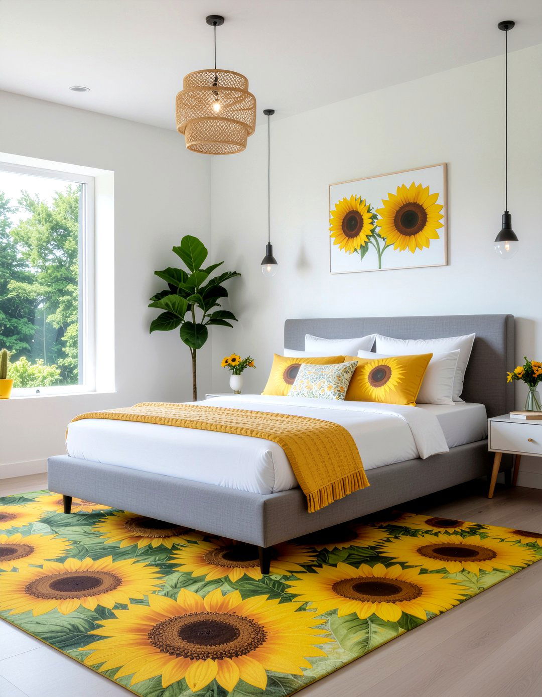 Sunflower themed bedroom - 30 floral themed bedroom ideas